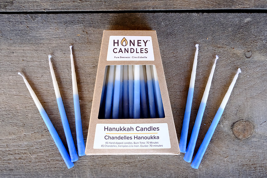 Beeswax Hanukkah Candles - Blue and White $44.95/package